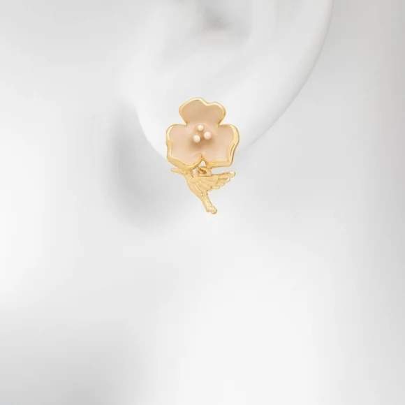 LC Lauren Conrad Floral Hummingbird Stud Earrings - Picture 3 of 3
